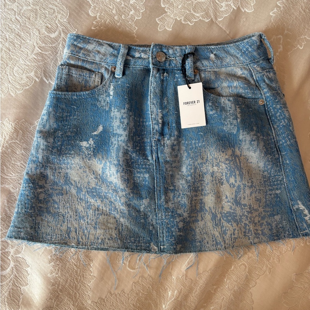 Forever 21 Distressed Blue Mini Skirt